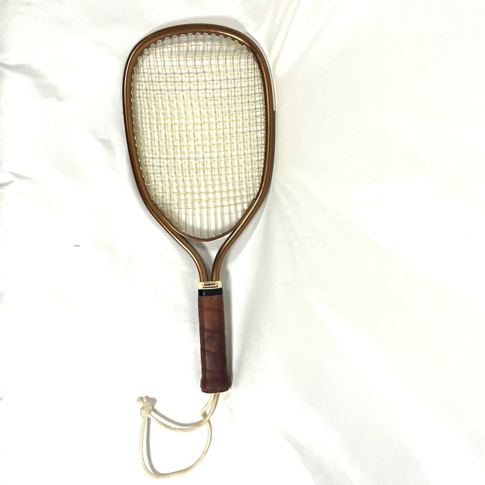Winfield Racquet Ball Racket 4 1/8 Brown Leather Grip Vintage copper-gold Finish